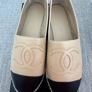 Chanel Espadrille Shoes Beige/Black Size 38
